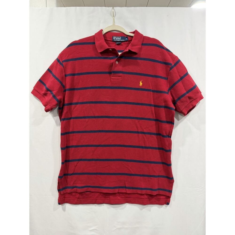 Polo Ralph Lauren Men's SS Red & Blue Stripe Shirt Sz M Old Money Academia